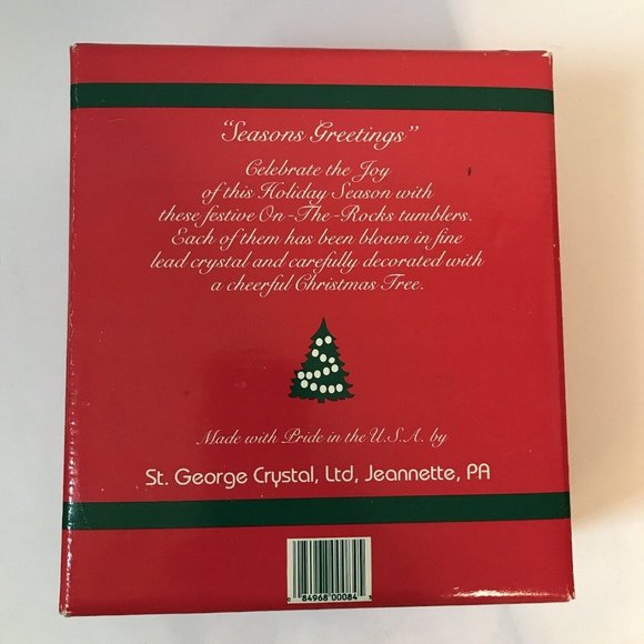 St. George Crystal tumblers set of 4 Christmas On-The-Rocks Xmas tree decor 4" - Picture 3 of 7